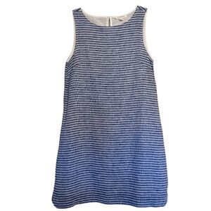 Beach Lunch Lounge Women's Size Small White Blue Linen Above Knee Dress